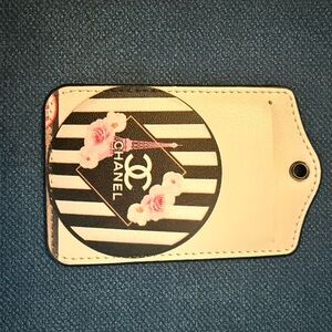 Designer Stylish Illustrated Black White luggage ID Tag Pink Floral Accents new